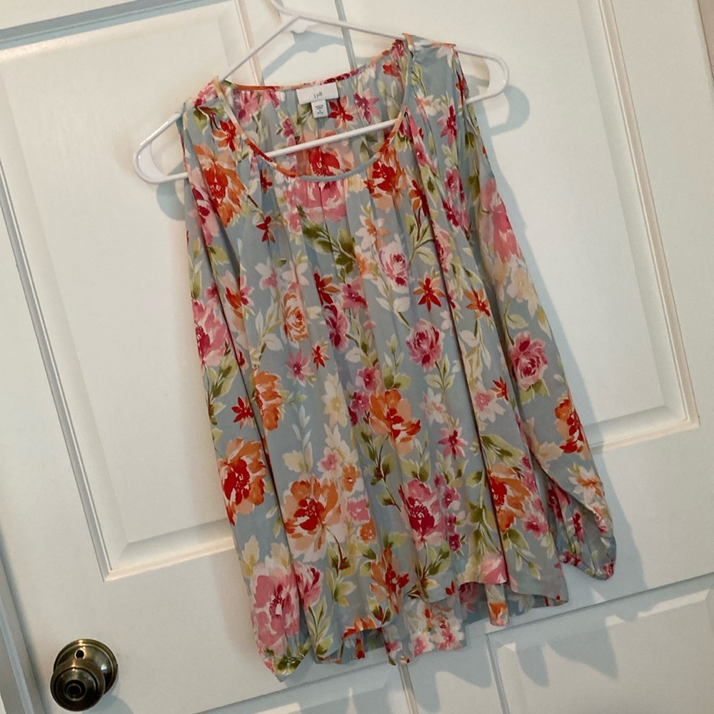 J. Jill Cold shoulder floral blouse